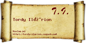 Tordy Ilárion névjegykártya